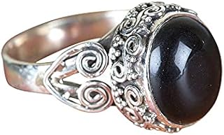 Black Onyx Ring, Solid Sterling Silver Ring, Boho Ring, December Birthstone Jewelry, Healing Crystal Ring, Boho Ring, Vintage Onyx Ring, Best Friend Birthday Gift