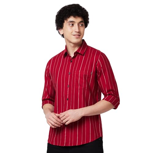 Image of Spykar Men's Regular Fit N /A Full Sleeve Striped Casual Shirts