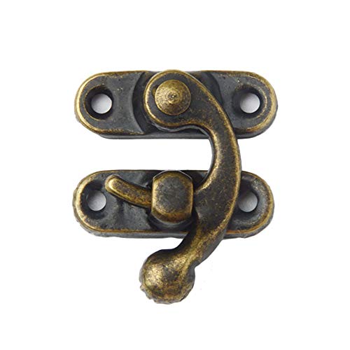 Verdelife 12pcs Antique Bronze Eisen Vorhängeschloss Haspe Haken-Verschluss für Mini-Schmuck Holzkiste mit Schrauben Möbelbeschlägen Cover
