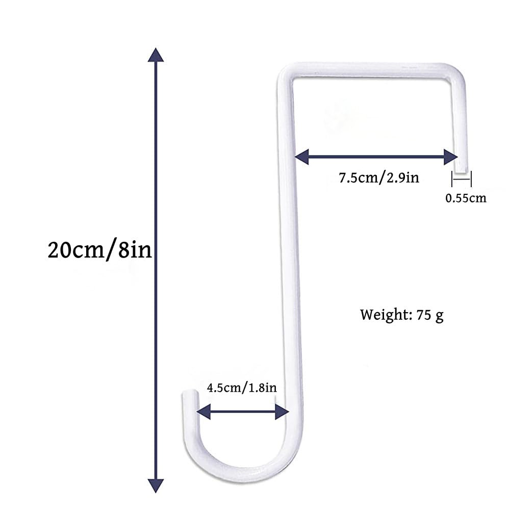 XIYUAN 8-Pack 8-Inch Stainless Steel Utility S-Hooks – Rubber-Coated, Non-Slip, Heavy-Duty, For Hanging Plants, Pans, Towels, Clothes