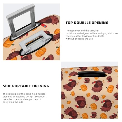 Thanksgiving Turkey And Pumpkin Print Luggage Cover For Suitcase,Washable Elastic Travel Suitcase Protector With Zipper Closure And Bottom Buckle – Fits 18-32" Luggage-Small3