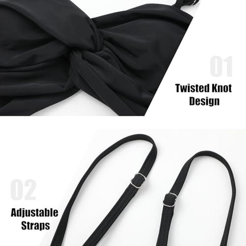 SEAFORM Women's Halter Bikini Tops Push Up Floral Print Swimsuits Top Bow Tie Back Beach Bathing Suits Tops with Padded4