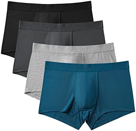 KNITLORD Men's Breathable Underwear Bamboo Boxer Briefs Short Leg Trunks 4 Pack (S)