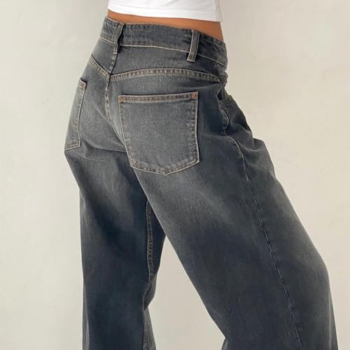 Women's Low Rise Baggy Jeans Boyfriend Y2K E-Girls Straight Wide Leg Denim Jeans Retro Casual Loose Denim Pants4
