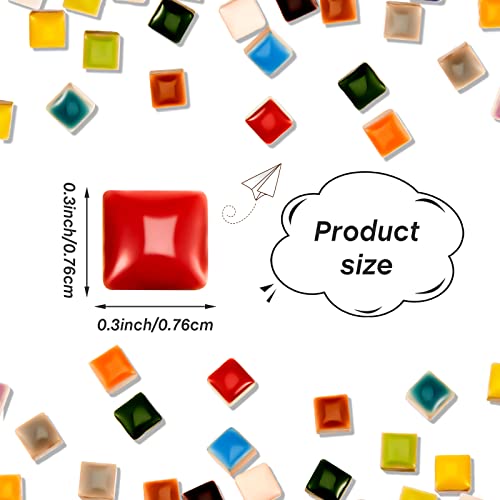 400G Colorful Ceramic Mosaic Tiles For Crafts, Square Ceramic Mosaic Tiles Stained Glass Chips Vases Picture Frames Flowerpots Tiny Mosaic Pieces For Diy Home Decoration Art(Cute Colors) #TOP1