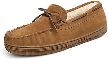 DREAM PAIRS Men's Fur-loafer-01 Moccasin Slippers Fuzzy Plush House Shoes Indoor Outdoor Fleece Lining Loafers Tan, Size 9.5