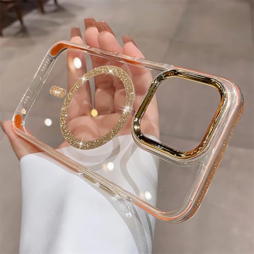 Coque arrière transparente à paillettes pour iPhone 16 Pro Max protection magnétique - 7