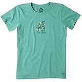 Life is good Women's Crusher Jackie Beach Chill T-Shirt (Teal Blue)