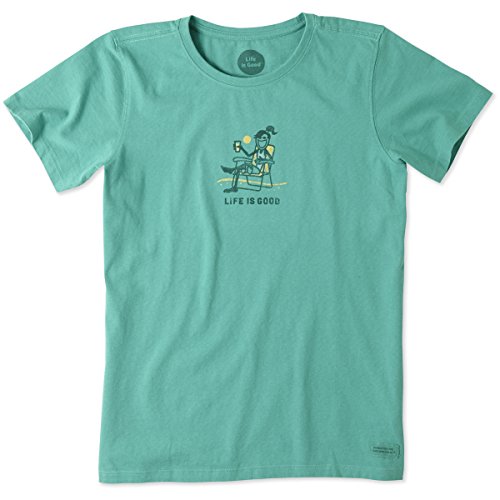 Life is good Women's Crusher Jackie Beach Chill T-Shirt (Teal Blue)