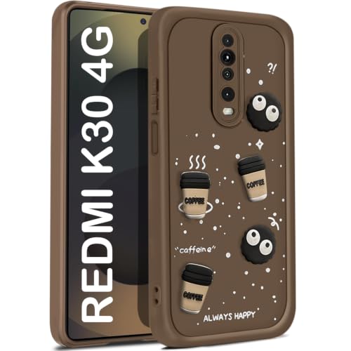 TRUEUPGRADE Back Case Cover Compatible for Mi Redmi K30 / Poco X2|Cute Fun Cartoon 3D Ball | Coffee Silicone Case | Camera Protection | Body Protection | Shock Proof |Color Brown