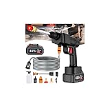 Hidrolavadora Inalambrica, Pistola de Lavado de Alta Presión Portátil con 2 Boquilla y Cañón de Espuma, Pistola para...