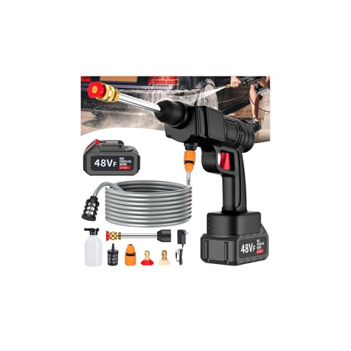 La mejor comparación de lavadora electrica - los más vendidos. 41 Hidrolavadora Inalambrica, Pistola de Lavado de Alta Presión Portátil con 2 Boquilla y Cañón de Espuma, Pistola para Hidrolavadora con Manguera 5m, Alcance de 6-8 Metros, para...