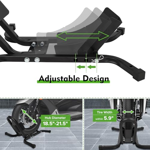 Donext Motorcycle Front Tire Chock, 1500 lbs Heavy Duty Wheel Stand, Black Motorbike Front Chock for 17"-21" Wheels, High-Grade Steel Trailer Stand
