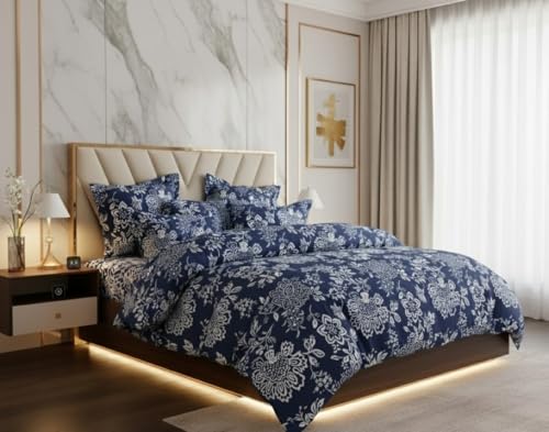 Image of 220 GSM Ultra-Soft Luxury AC Comforter Set Double Bed | 90x100 Inch | Includes 1 Comforter, 1 Bedsheet & 2 Pillow Covers | All-Season Premium Bedding Set (Aarchid Blue)