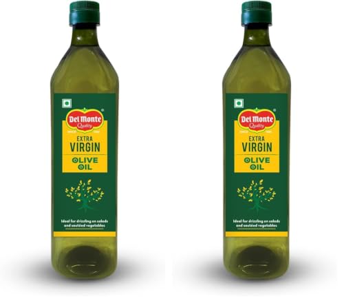 Image of Del Monte Extra Virgin Olive Oil (Imported)|Cold Extracted from A1 Grade Olives|Pure & Unrefined|Ideal For Salad Dressing,Paratha & Marinating|1L PET Bottle (Pack of 2)