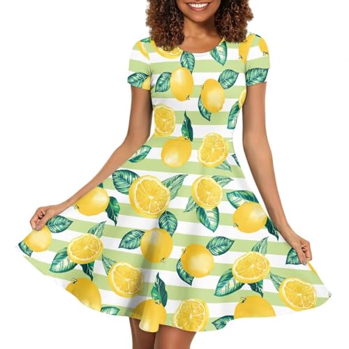 Image of Biyejit Women's Summer Casual Short Sleeve T-Shirt Swing Dress Crew Neck Plus Size S-4XL