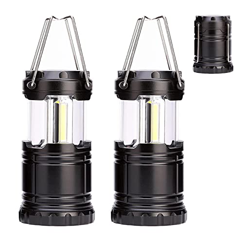 2 Pack Outdoor LED Camping Lantern, Portable Battery Powered Light, New Upgrade Emergency Electric Lamp with Foldable Handle, Applicable to Hurricane, Emergency, Family, Shed