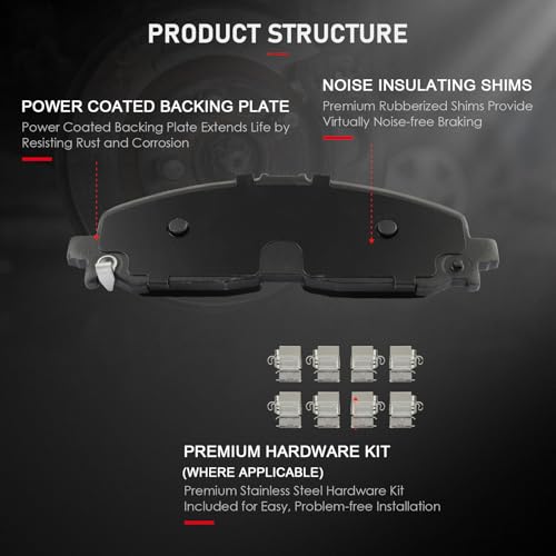Image of cciyu D2371 Front Ceramic Disc Brake Pads Kit For Buick For Enclave 2021-2024,For Cadillac For LYRIQ,For XT5,For XT6,For Chevy For Blazer,For Colorado,For Traverse,For GMC For Acadia,For Canyon
