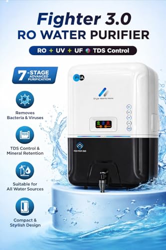 Image of Fighter 3.0 RO Water Purifier with RO+UV+UF+TDS Control | 7-Stage Advanced Purification | Removes Bacteria, Virus & Heavy Metals | Suitable for Borewell, Tanker & Municipal Water | White