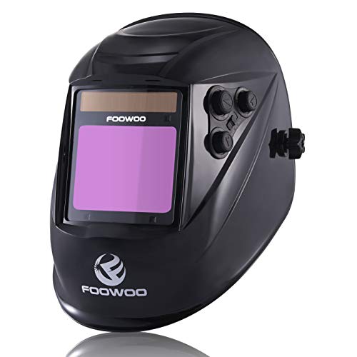 Crazy Deals FOOWOO Huge Viewing Welding Helmet True Color 1/1/1/2 Battery/Solar Powered Auto-darkening Welding Mask for Grind/ARC,MIG/MAG,TIG Welding/CUT (Black)