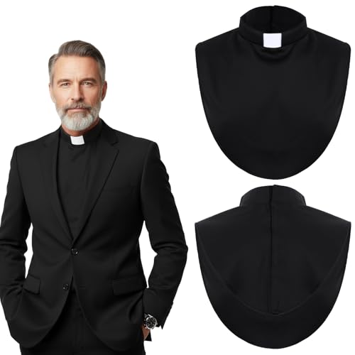 Yuanan Unisex Clergy Black Clergy Collar with Insert White Tab Priest Costume Tab Collar for Clergys Shirt