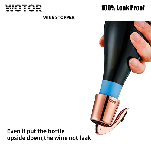WOTOR Wine Stoppers Stainless Steel Wine Bottle Stopper Plug with Silicone Reusable Wine Saver Leak Proof Keep Fresh Rosegold 2 Pack - Image 2