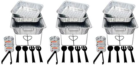 Party Essentials 33-Piece Complete Party Serving Kit with Chafing Racks, Water Pans, Food Pans, Methanol Fuel, Serving Utensils – All-in-One Buffet Set for Catering, Events & Entertaining - UPK-33*