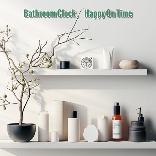 Image of Lamisola White and Gold Battery Analog Travel Alarm Clock, Ultra Small Classic Bedside Clocks for Nightstand, Cute Desk Clock for Romm Bathroom Kitchen Guest Room, White