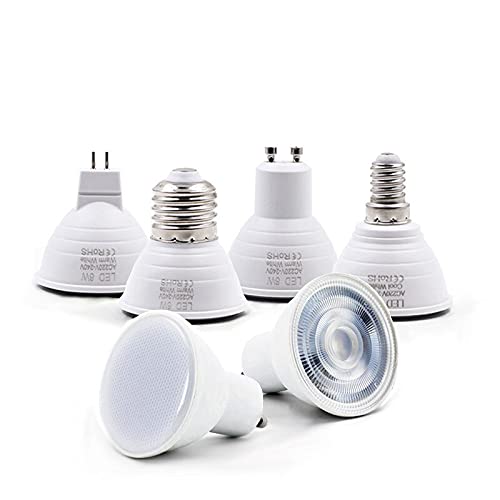 Jiaxu Lighting 1pc LED Bulb Spotlight E27 E14 MR16 GU5.3 GU10 Lámpara 6W 220V Lámpara LED Foco Luz de Foco Bombillas para el hogar (Talla : Warm White, Color : GU10 6W)