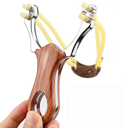 Keloka Hunting Slingshot with Rubber Bands Hunting Catapults Profesional Die-Casting Aluminium Alloy Slingshot for Adult Outdoor Hunting Competition of Fowling and Fishing (Redwood)