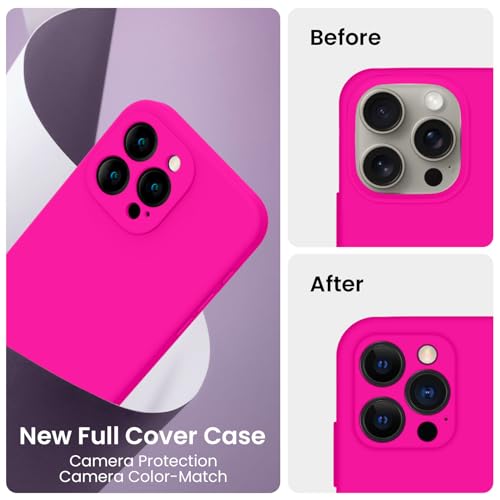 Image of FireNova Designed for iPhone 16 Pro Max Case, Silicone Upgraded [Camera Protection] Phone Case, Soft Anti-Scratch Microfiber Lining Inside, 2024, Hot Pink