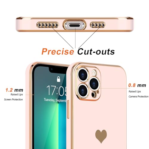 Teageo for iPhone 13 Pro Case Cute Heart Pattern for Women Girls Slim Luxury Bling Plating Soft TPU Anti-Scratch Shockproof Bumper Phone Case for iPhone 13 Pro - Image 2