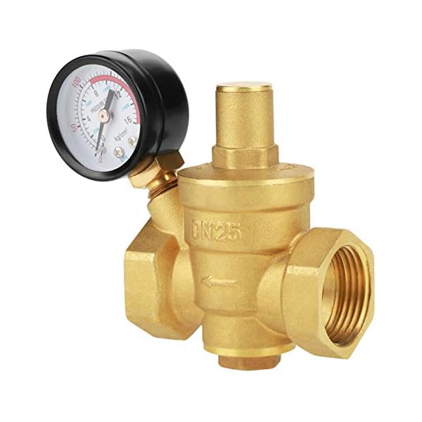 Water Pressure Regulator Valve with Gauge, DN25 Brass Tap Pressure