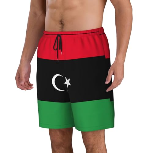 Libyan Flag Print Mens Swim Trunks Swim Shorts Swimsuits with Pockets Beach Shorts for Men Quick Dry2