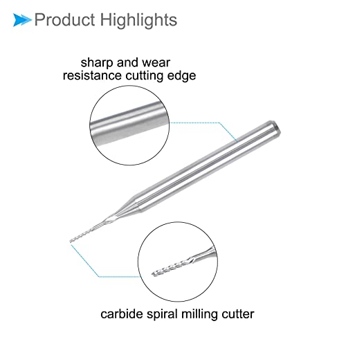 Image of Carbide End Mill Engraving Milling Bits, 0.5mm Bit Dia. 1 /8 inch Shank, CNC Cutting Router Bits Tool - (Applications: for PCB Machine), 10-Pieces