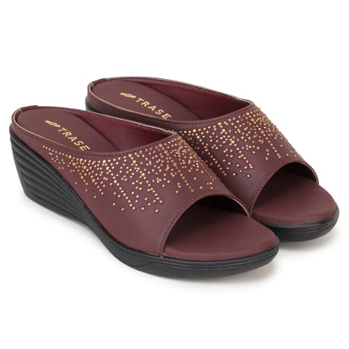 Image of TRASE Wedges Heels for Women Office Wear | Comfortable Sandals for Women with Soft Sole | Stylish Ladies Formal Casual Slip On Footwear