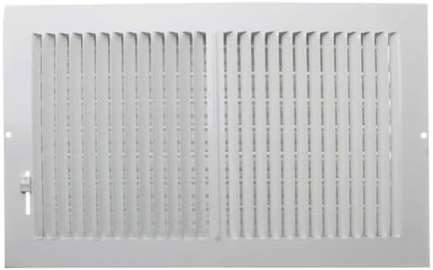14" x 8" (Wall Opening Size) White Two-Way Steel Sidewall/Ceiling Register (682 Series)