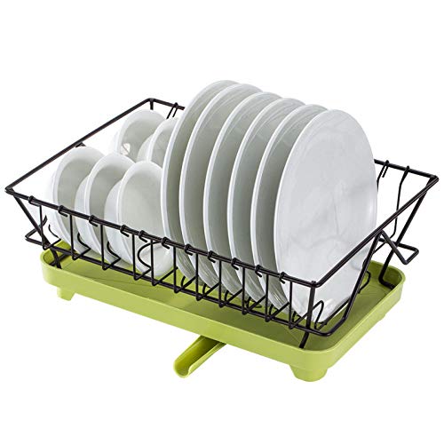 Emrogrrys Abtropfgestell Küchenregal Betttyp Abtropfgestell Schalengestell Fertigküchen-Küchenregal Schwarze Linie Grüne Scheibe