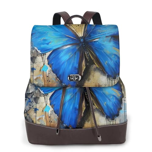 Sac à dos papillon bleu femme confortable pour le travail