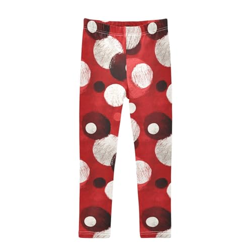 Polka White Dots on Red Background Kids Baby Girls Cotton Pants Stretch High Waisted Lounge Pants Gym