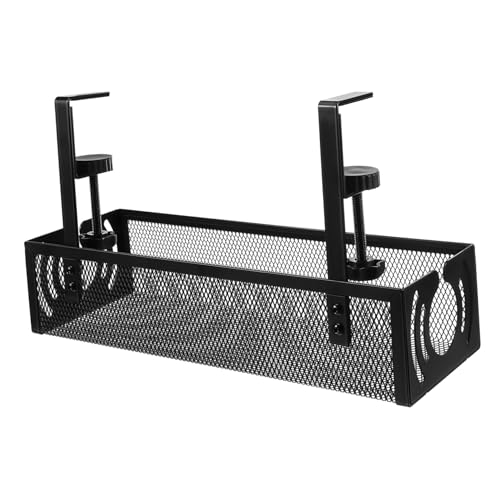 FIXOSHEE bastidor de gestión de cables bandeja organizador interior portacables gestión de cables debajo del escritorio estante de abrazadera de escritorio portavasos planchar Negro