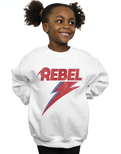 Image of David Bowie Girls Distressed Rebel Sweatshirt White 9-11 Years