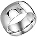 MENSO Men,Women's Wide 11mm Stainless Steel Ring Band Silver Classic Wedding Polished Size 13