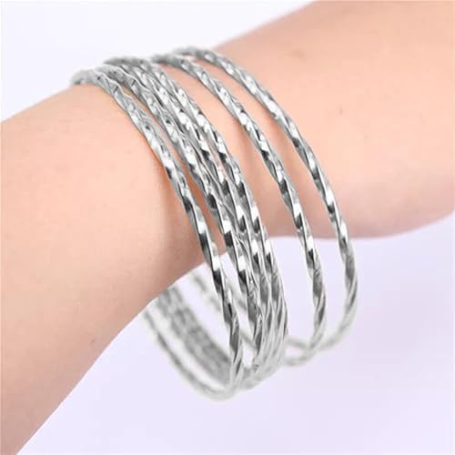 Image of Peora Silver Gold & Rose Gold Plated Metal Bangles Bracelet Fancy Gift for Women (6 Pcs. 2.6 inch)