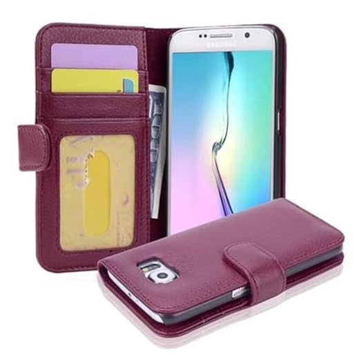 Cadorabo Fodral till Samsung Galaxy S6 i Bordeaux LILA – mobiltelefonfodral med magnetisk stängning och 3 kortfickor – skyddsfodral etui väska bok vikbart stil