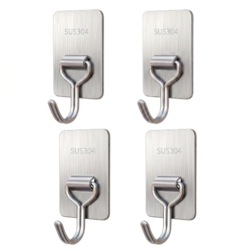 MintifyCo Stainless Steel Concrete Wall Hooks No Drill 4 Pack - Heavy Duty Adhesive Hooks for Rough Concrete Walls, Stucco, Brick Walls, Textured Ceilings | Concrete Hooks for Hanging