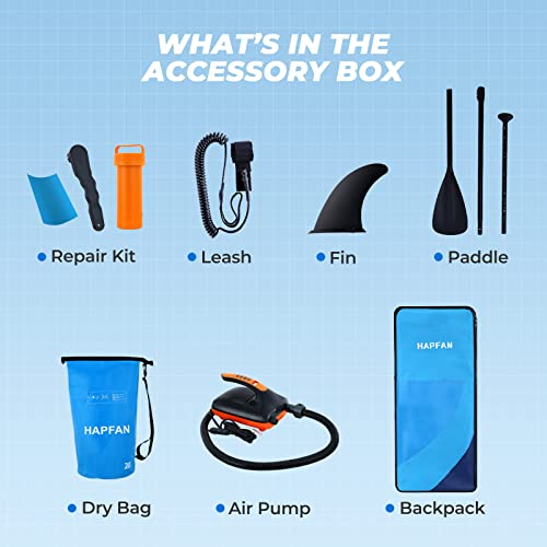 Hapfan Inflatable Stand Up Paddle Board W/High Pressure Electric Pump 11' X 32" X 6", All Around Paddle Boards W/Dual-Layer Rugged Build - 350Lbs Weight Capacity Sup Board #TOP7