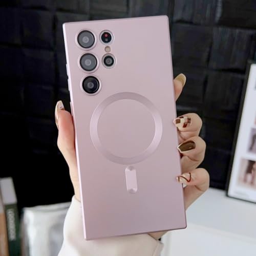 Protection d'objectif pour Samsung Galaxy S21 Ultra avec étui souple magnétique rose antichoc
