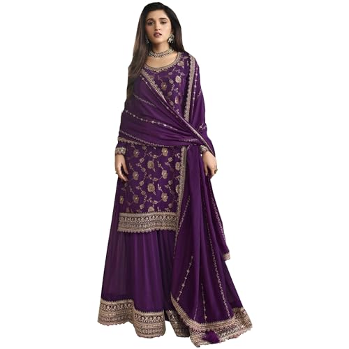 Shalwar Kameez pakistanais de mariée costume Palazzo violet pour vos grandes réceptions