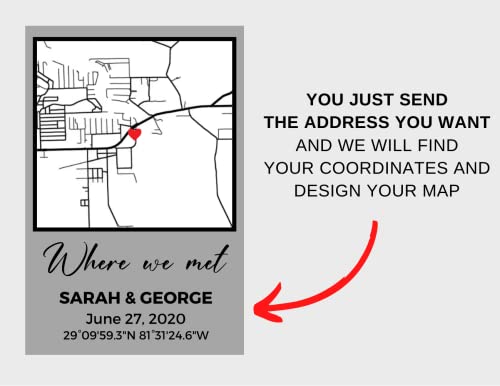 Our First Date Valentines Day Map Plaque - Couple Map, Gift For Her, Acrylic Plaque Couple Gift, Custom Locaiton, Gift For Him, Couples Gift #TOP5
